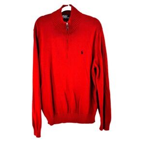 Polo Ralph Lauren Sweater Mens XL Red 1/4 Zip Luxury Preppy Old Money Ski Resort